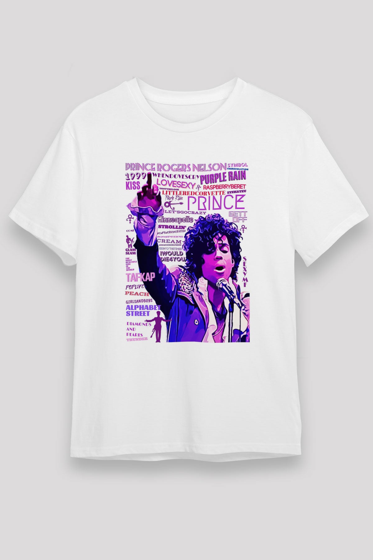 Prince Beyaz Unisex Tişört T-Shirt - TişörtFabrikası