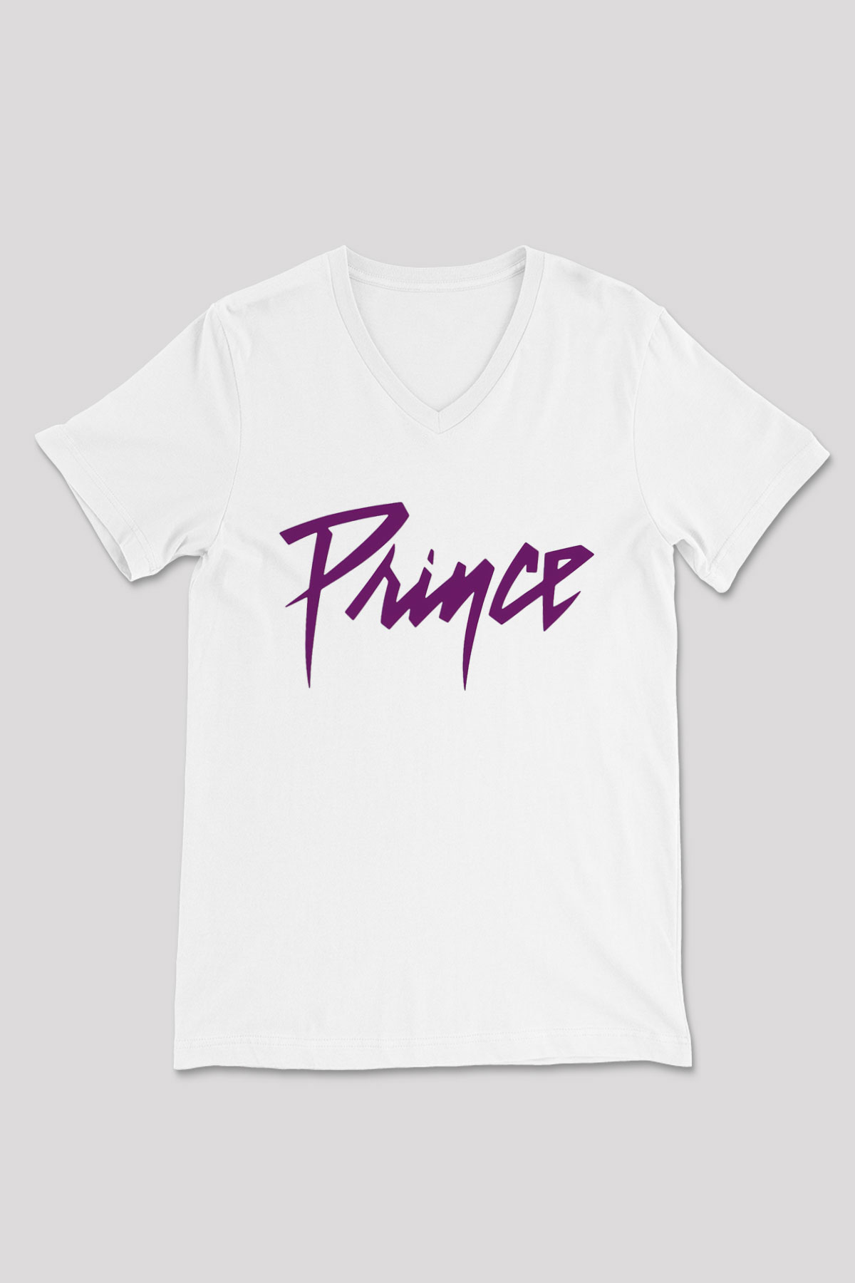 Prince Beyaz Unisex V Yaka Tişört T-Shirt