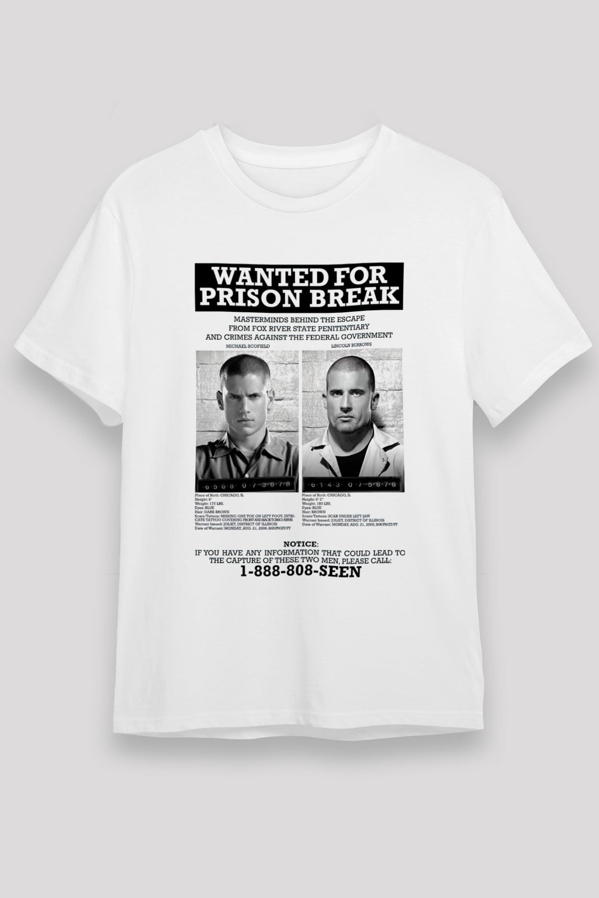 Prison Break Beyaz Unisex Tişört T-Shirt