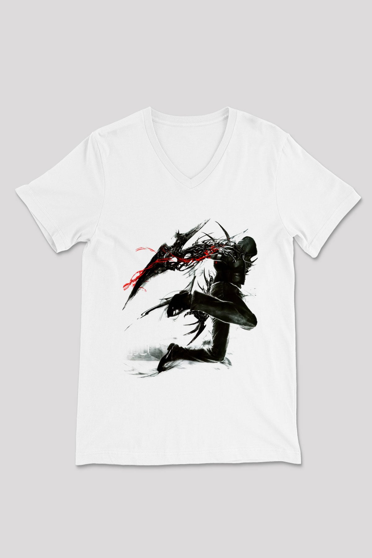 Prototype Beyaz Unisex V Yaka Tişört T-Shirt