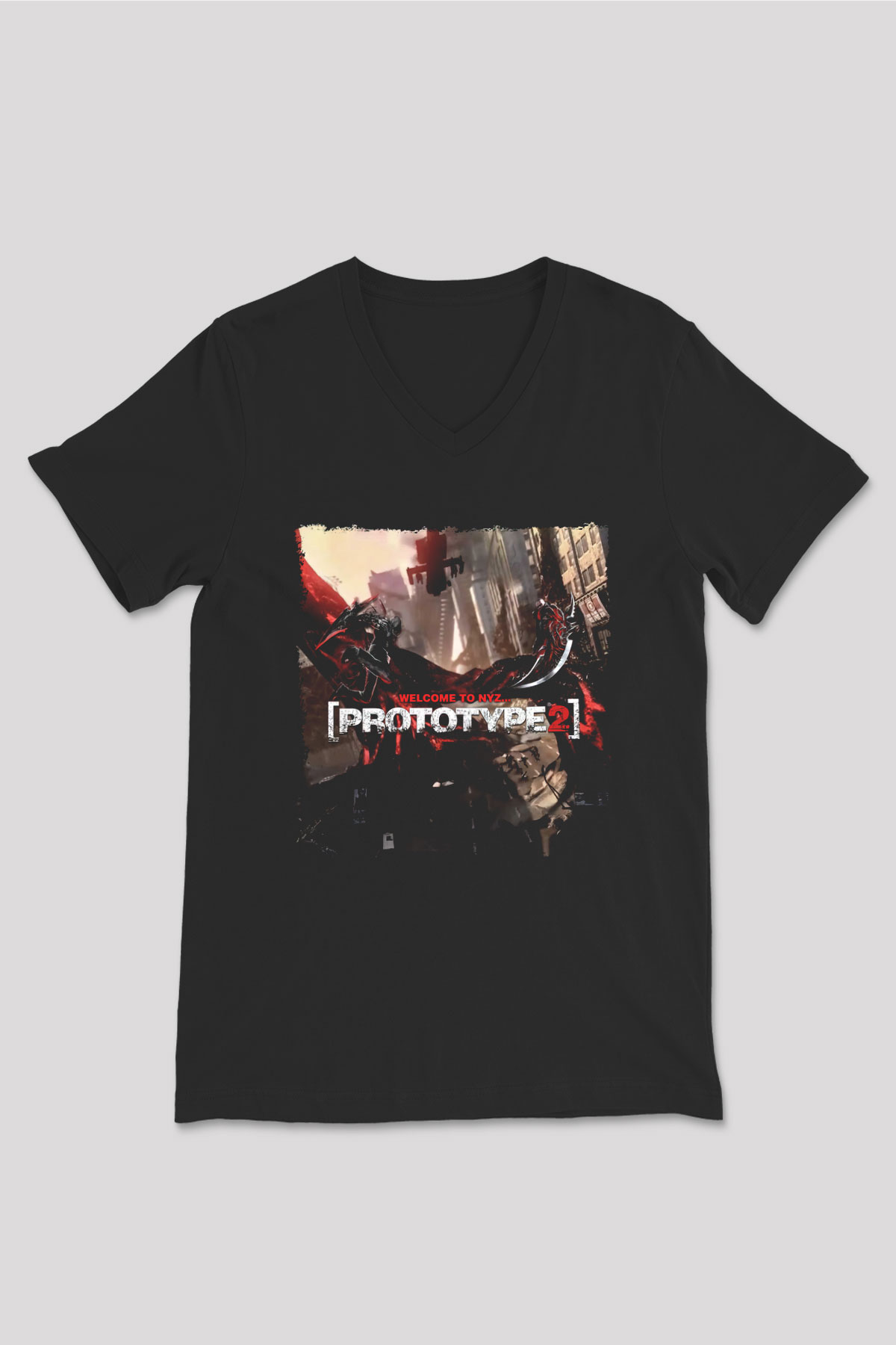 Prototype Siyah Unisex V Yaka Tişört