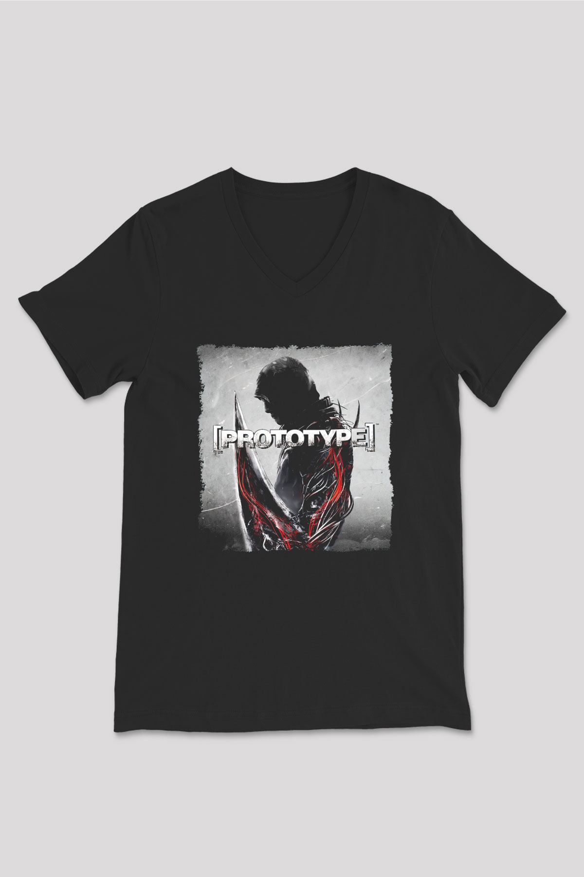 Prototype Siyah Unisex V Yaka Tişört