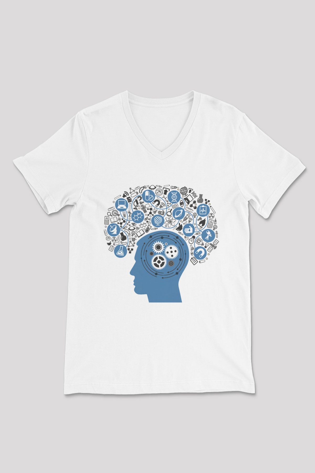 Psikolog Beyaz Unisex V Yaka Tişört T-Shirt