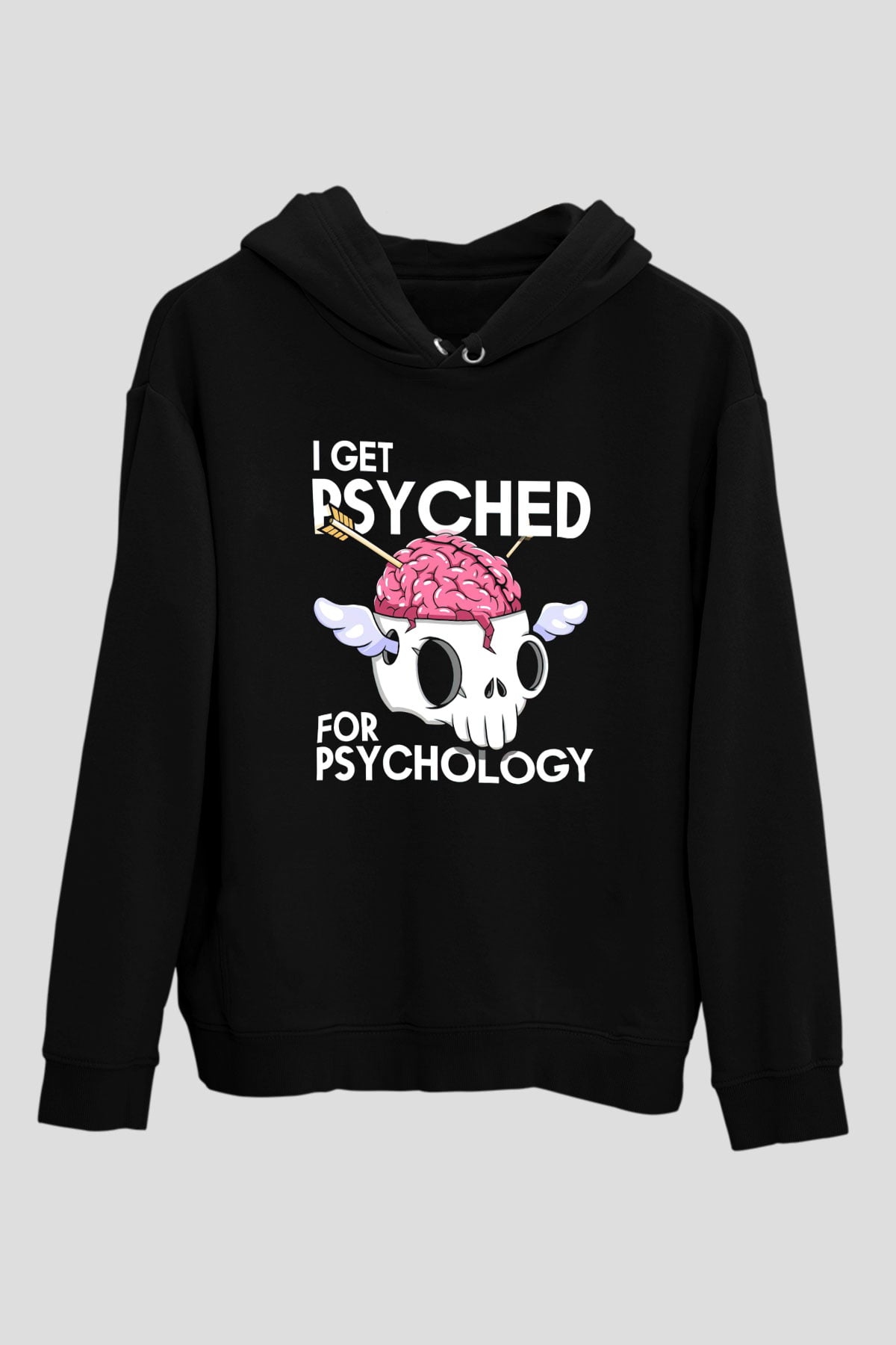Psikolog Siyah Unisex Kapüşonlu Sweatshirt