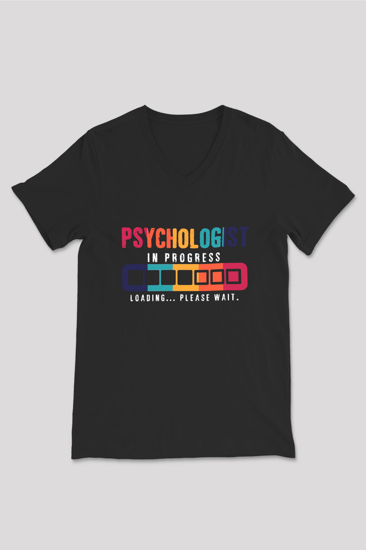 Psikolog Siyah Unisex V Yaka Tişört