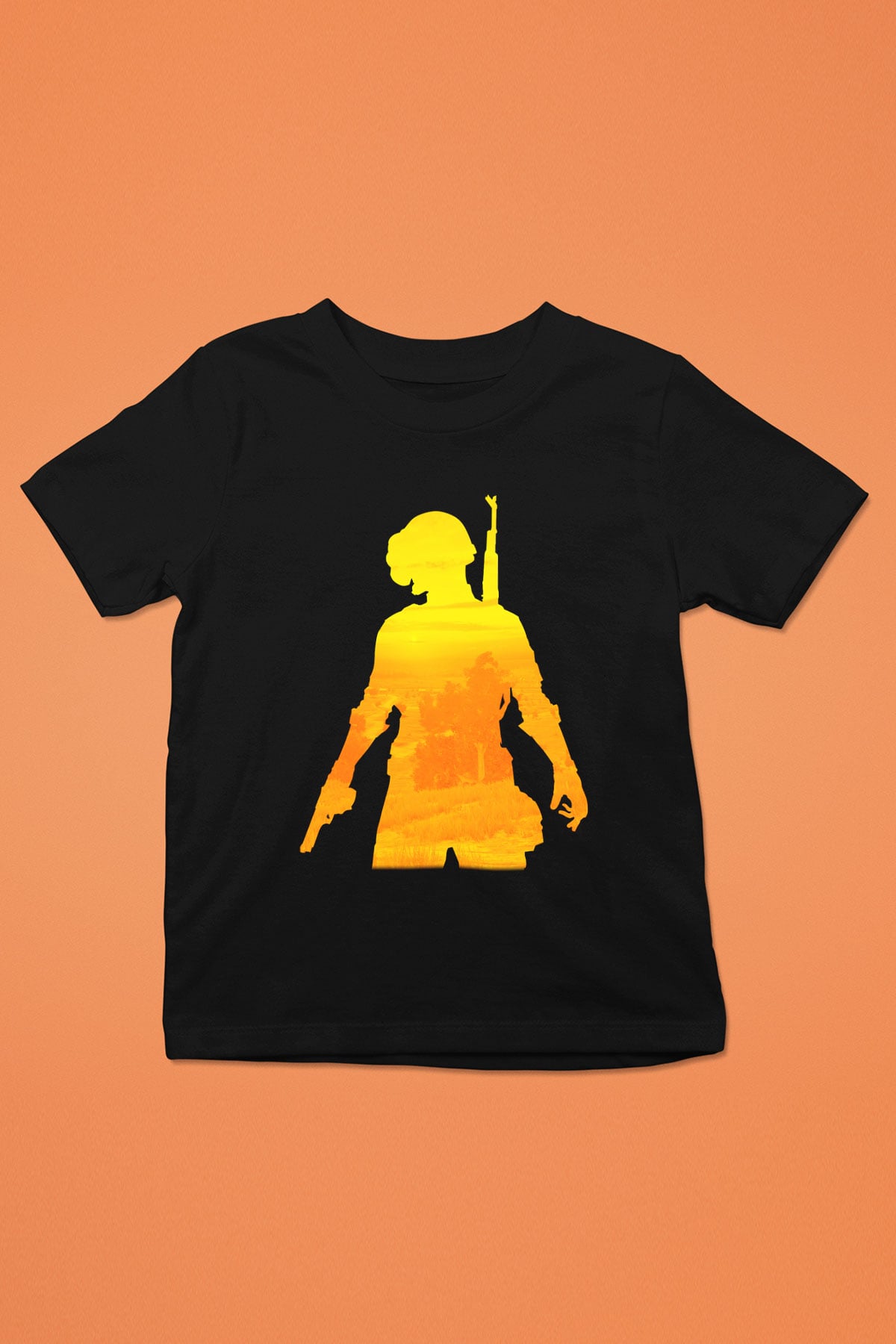 PUBG Baskılı Siyah Unisex Çocuk Tişört