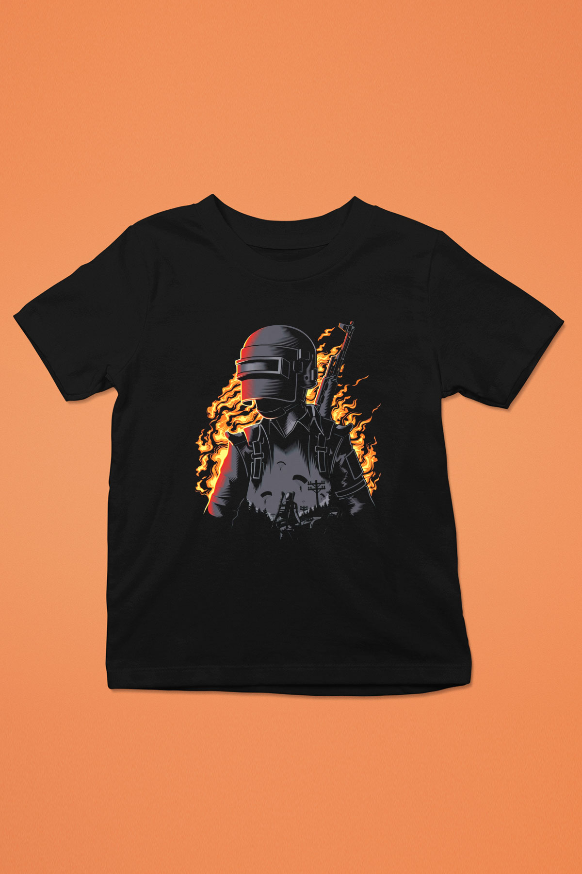 PUBG Baskılı Siyah Unisex Çocuk Tişört