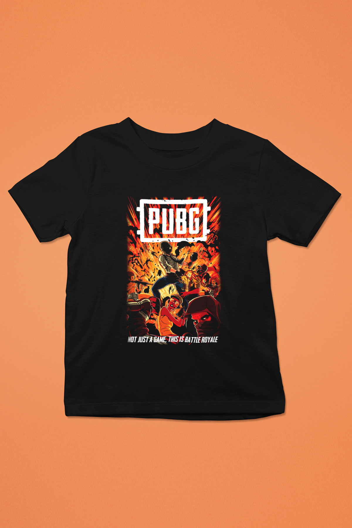 PUBG Baskılı Siyah Unisex Çocuk Tişört