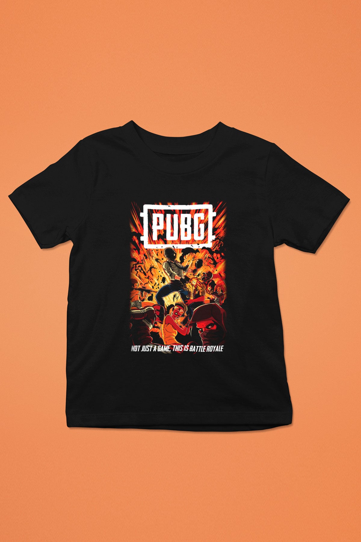 PUBG Baskılı Siyah Unisex Çocuk Tişört