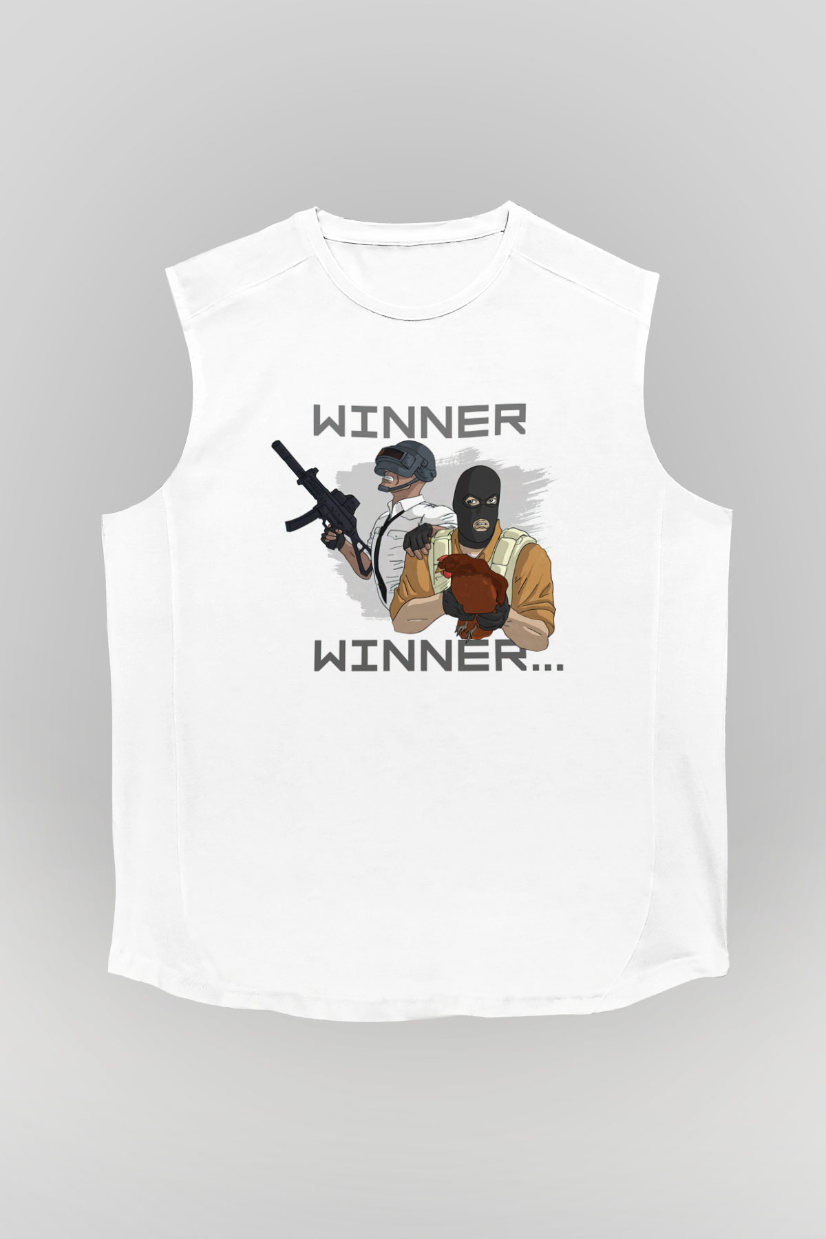 PUBG Beyaz Unisex Kolsuz Tişört
