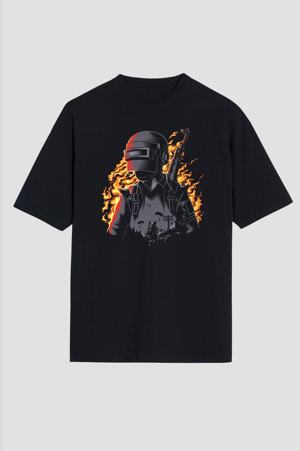 PUBG Siyah Unisex Oversize Tişört T-Shirt