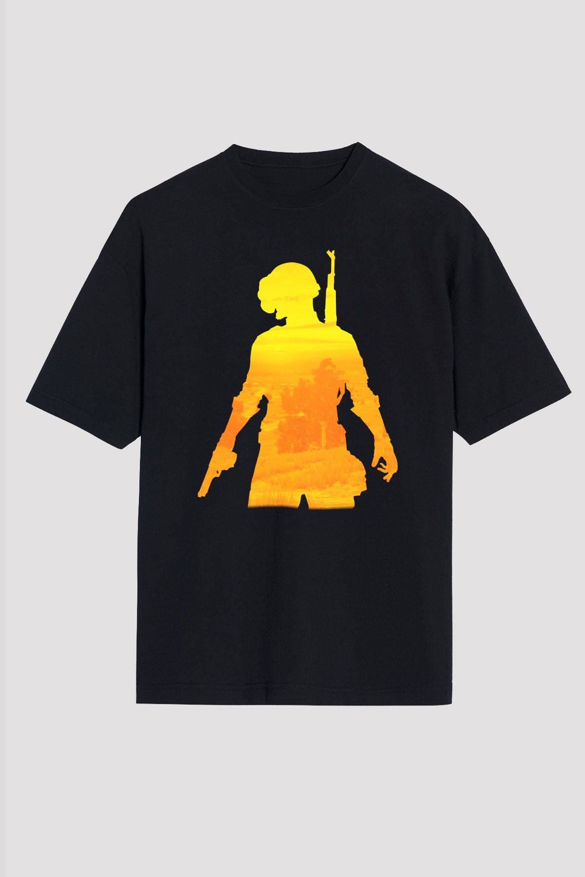 PUBG Siyah Unisex Oversize Tişört T-Shirt
