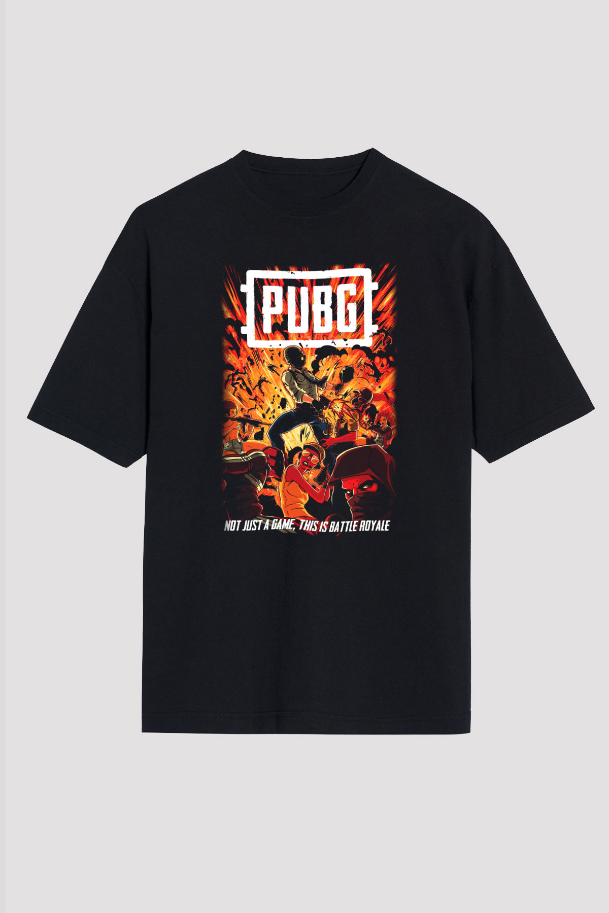 PUBG Siyah Unisex Oversize Tişört T-Shirt