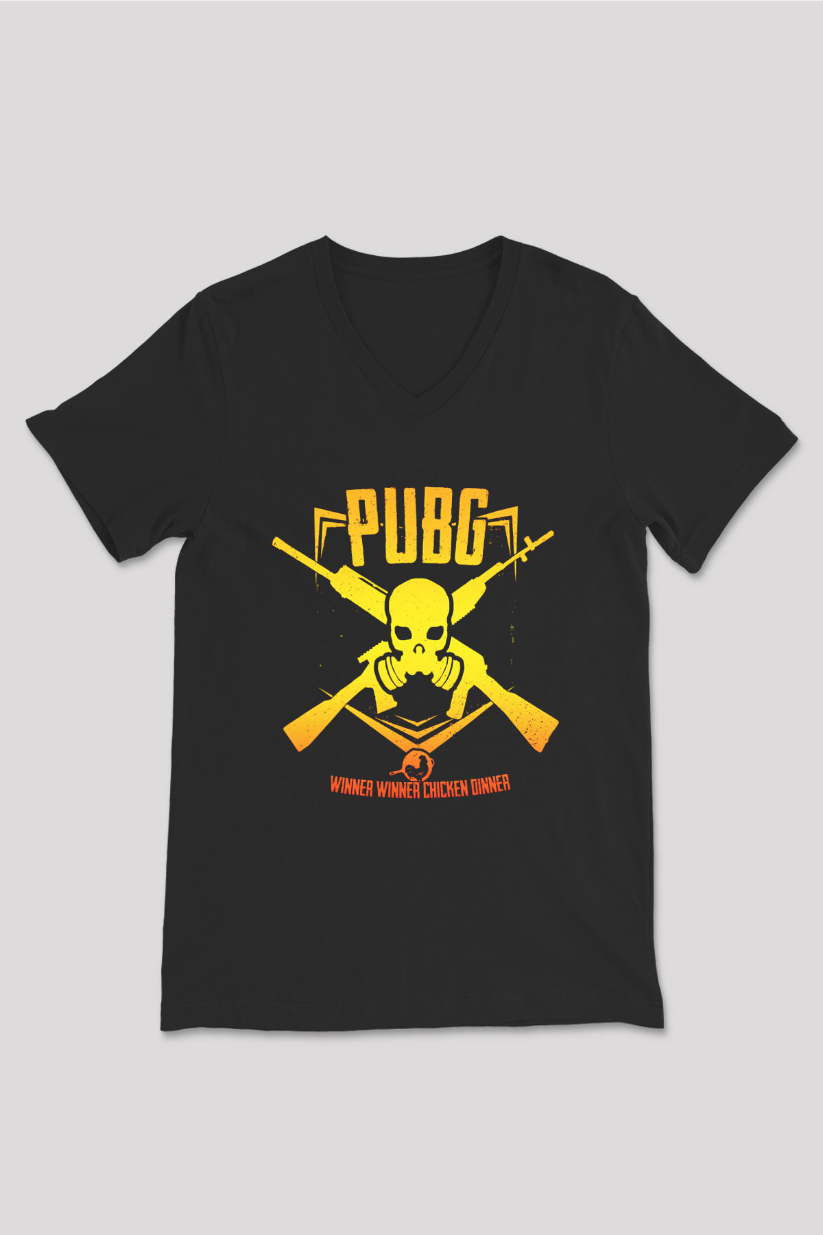 PUBG Siyah Unisex V Yaka Tişört T-Shirt