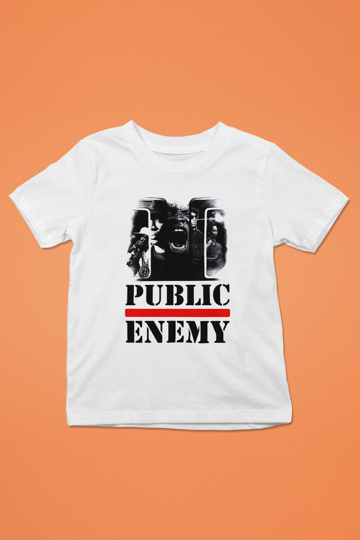 Public Enemy Baskılı Beyaz Unisex Çocuk Tişört