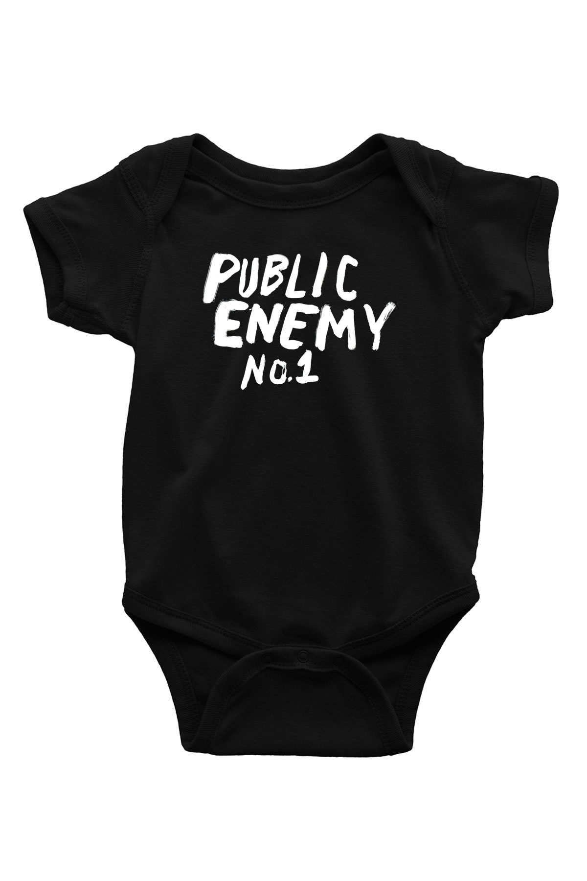 Public Enemy Baskılı Siyah Bebek Body - Zıbın