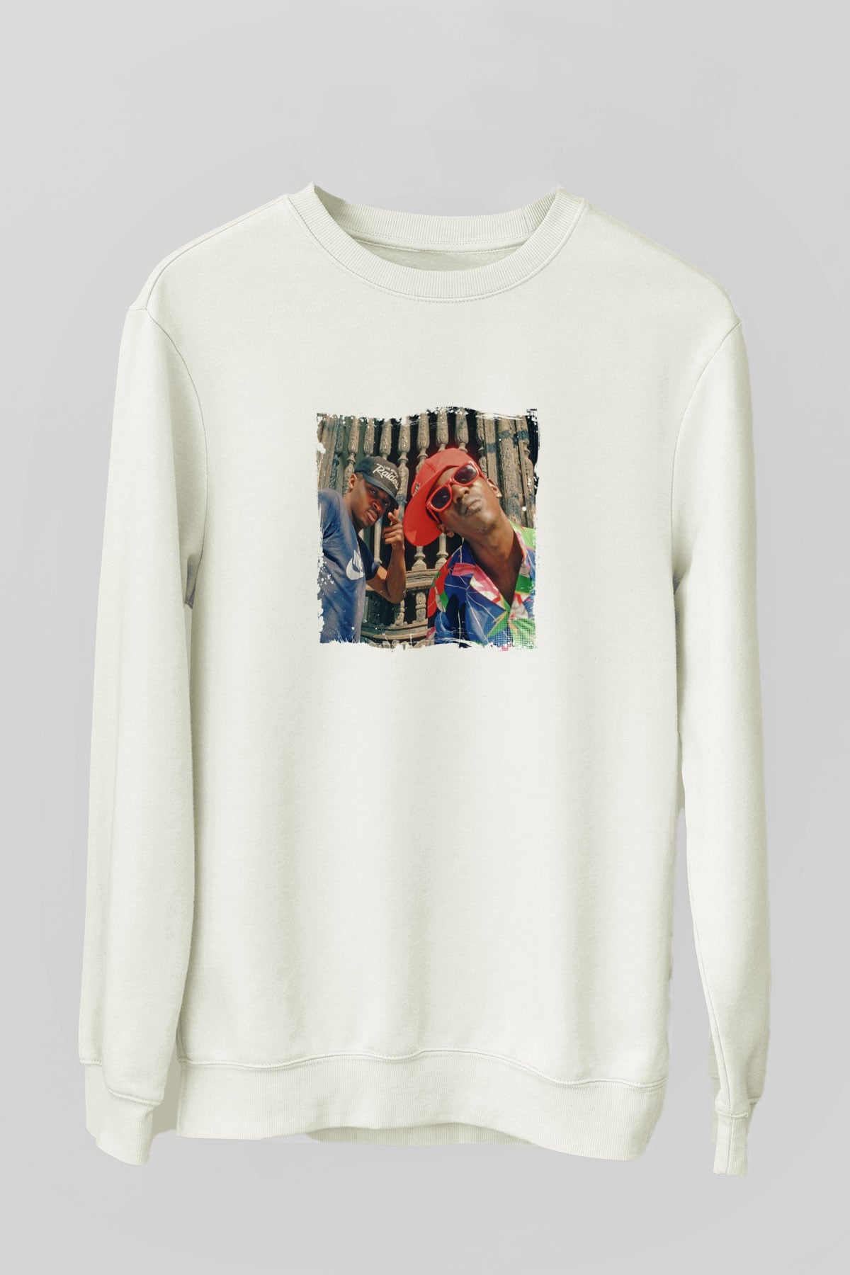 Public Enemy Baskılı Unisex Beyaz Sweatshirt