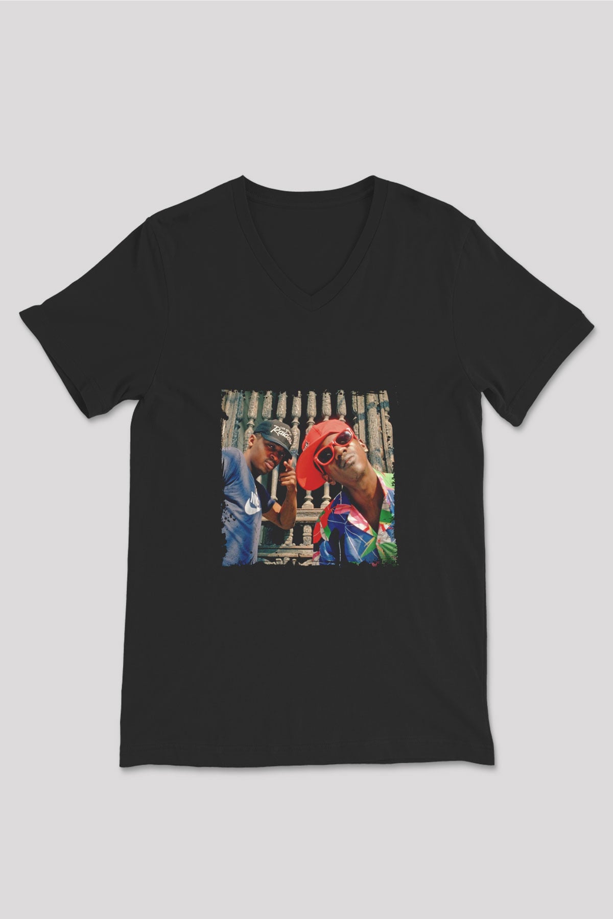 Public Enemy Baskılı Unisex Siyah V Yaka Tişört
