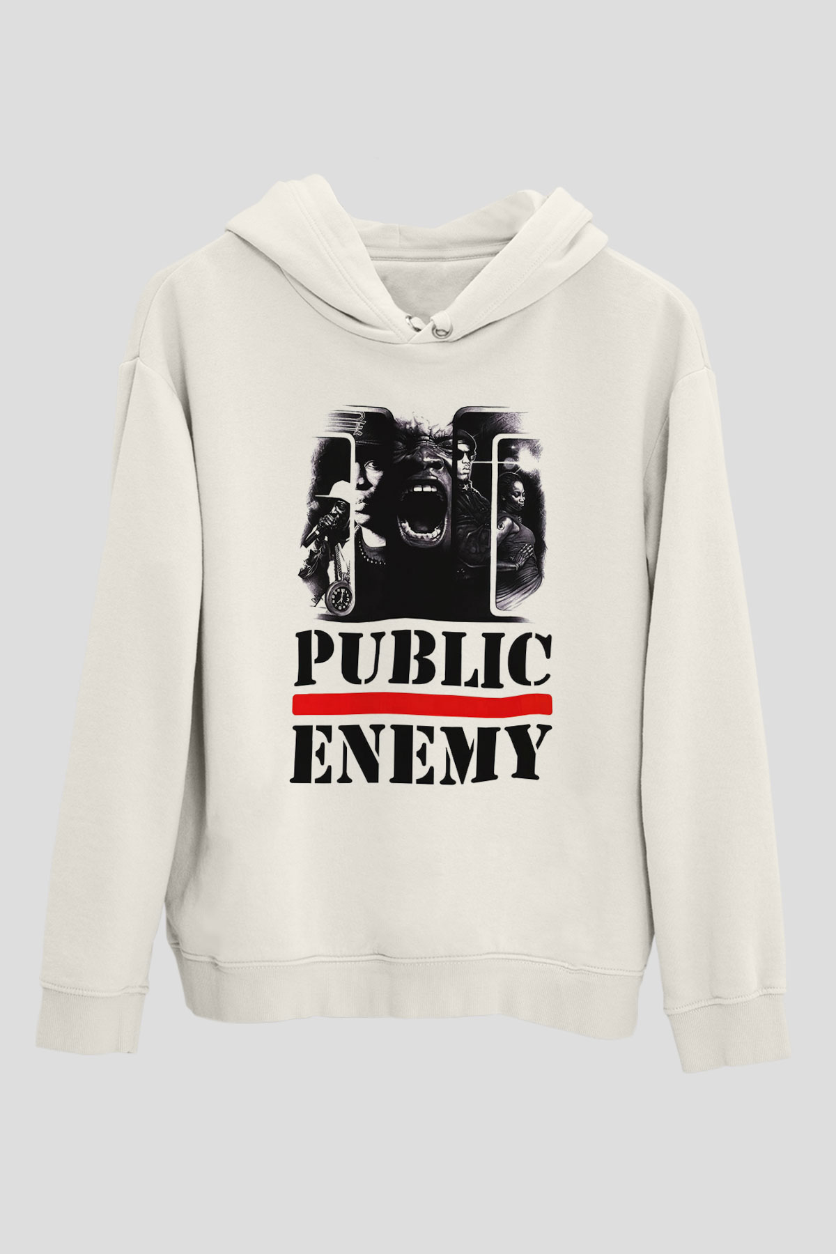 Public Enemy Beyaz Unisex Kapşonlu Sweatshirt