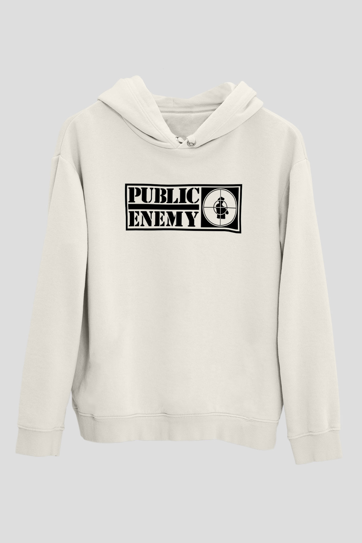 Public Enemy Beyaz Unisex Kapşonlu Sweatshirt