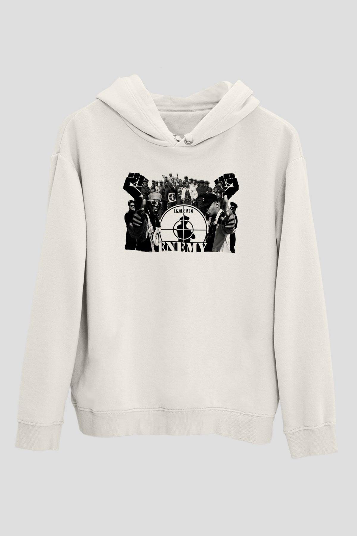 Public Enemy Beyaz Unisex Kapüşonlu Sweatshirt