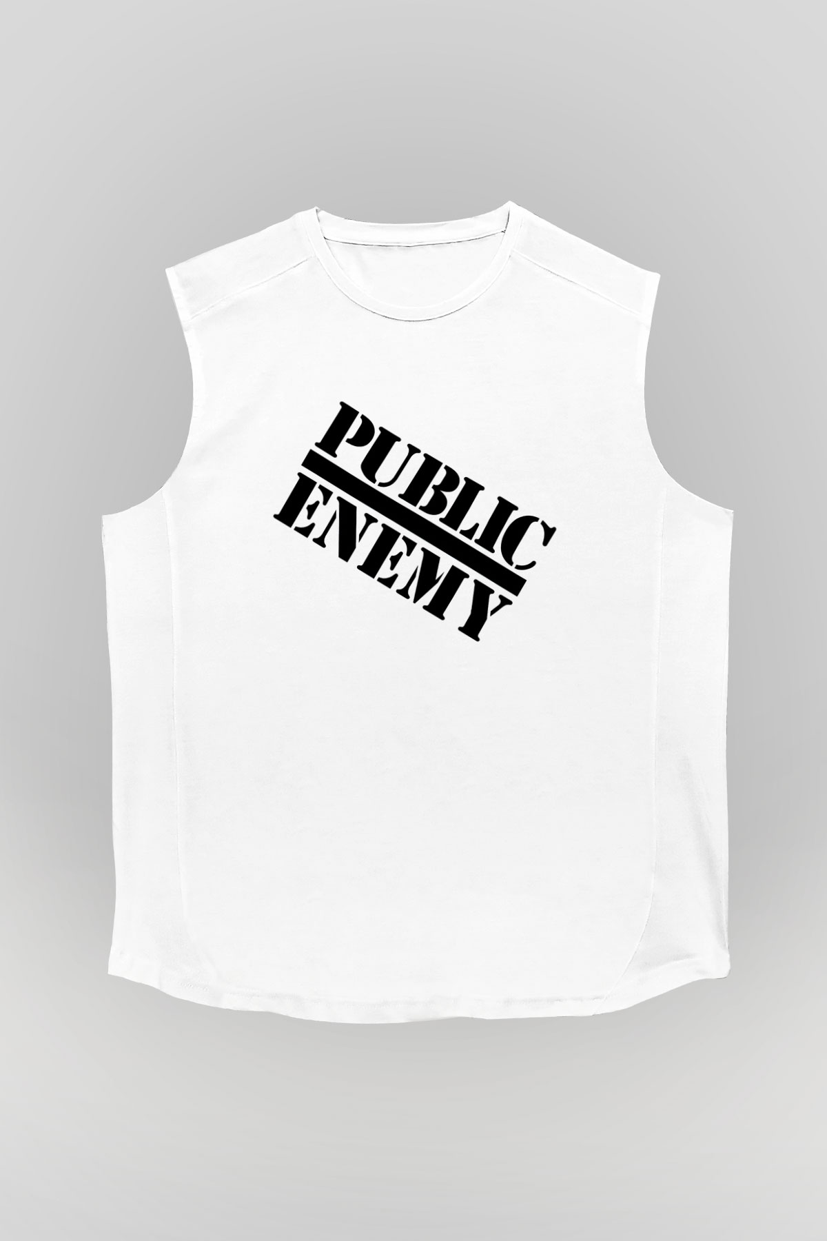 Public Enemy Beyaz Unisex Kolsuz Tişört