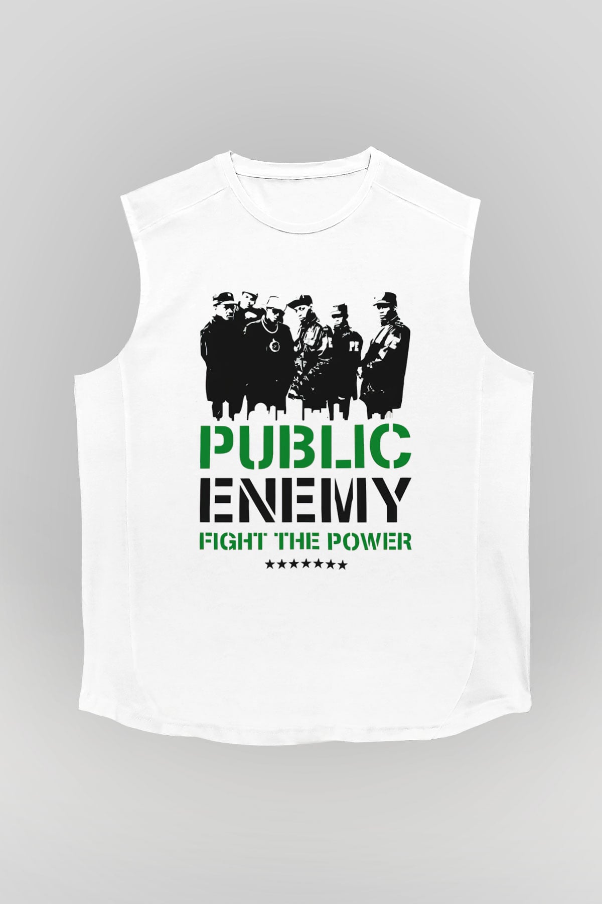 Public Enemy Beyaz Unisex Kolsuz Tişört