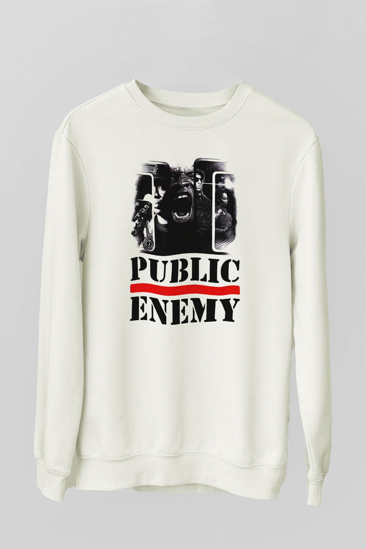 Public Enemy Beyaz Unisex Sweatshirt