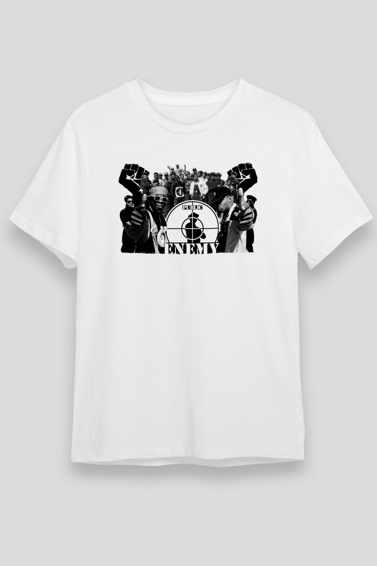 Public Enemy Beyaz Unisex Tişört T-Shirt - TişörtFabrikası