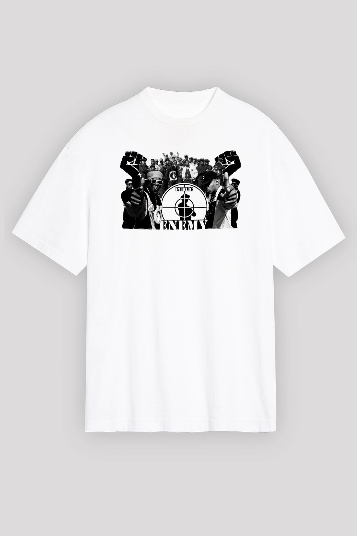 Public Enemy Beyaz Unisex Tişört T-Shirt - TişörtFabrikası