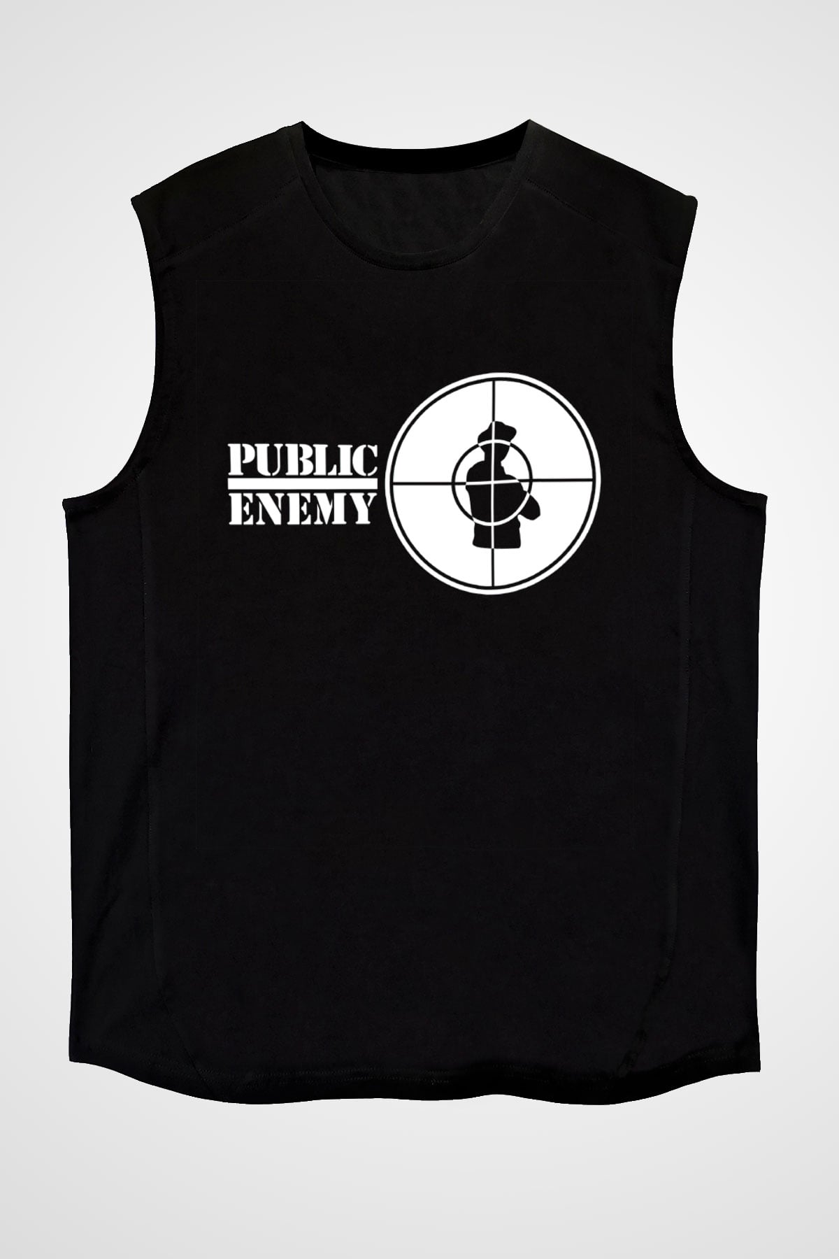 Public Enemy Siyah Unisex Kolsuz Tişört