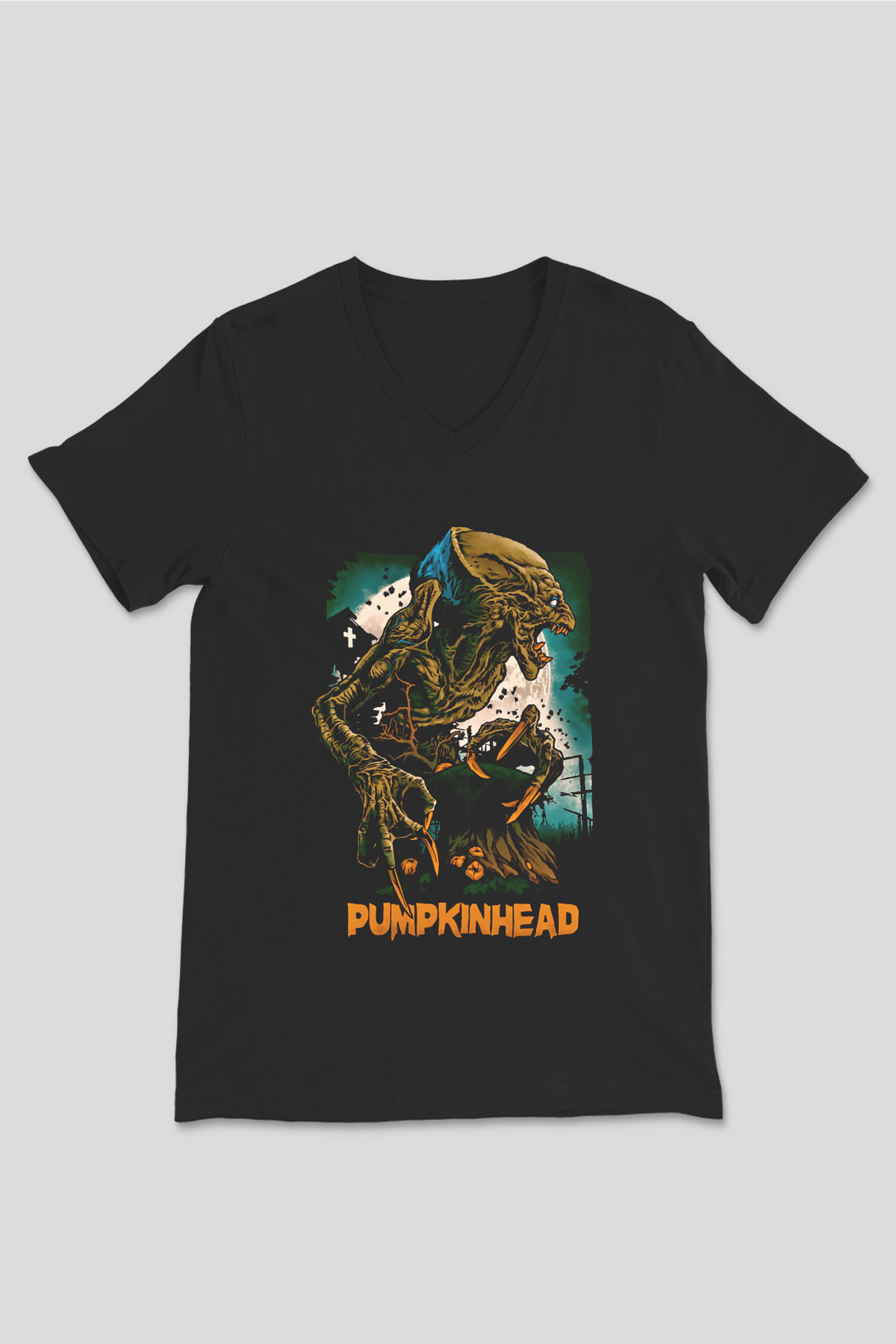 Pumpkinhead Siyah Unisex V Yaka Tişört