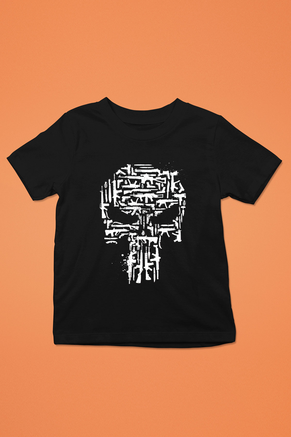 Punisher Baskılı Siyah Unisex Çocuk Tişört
