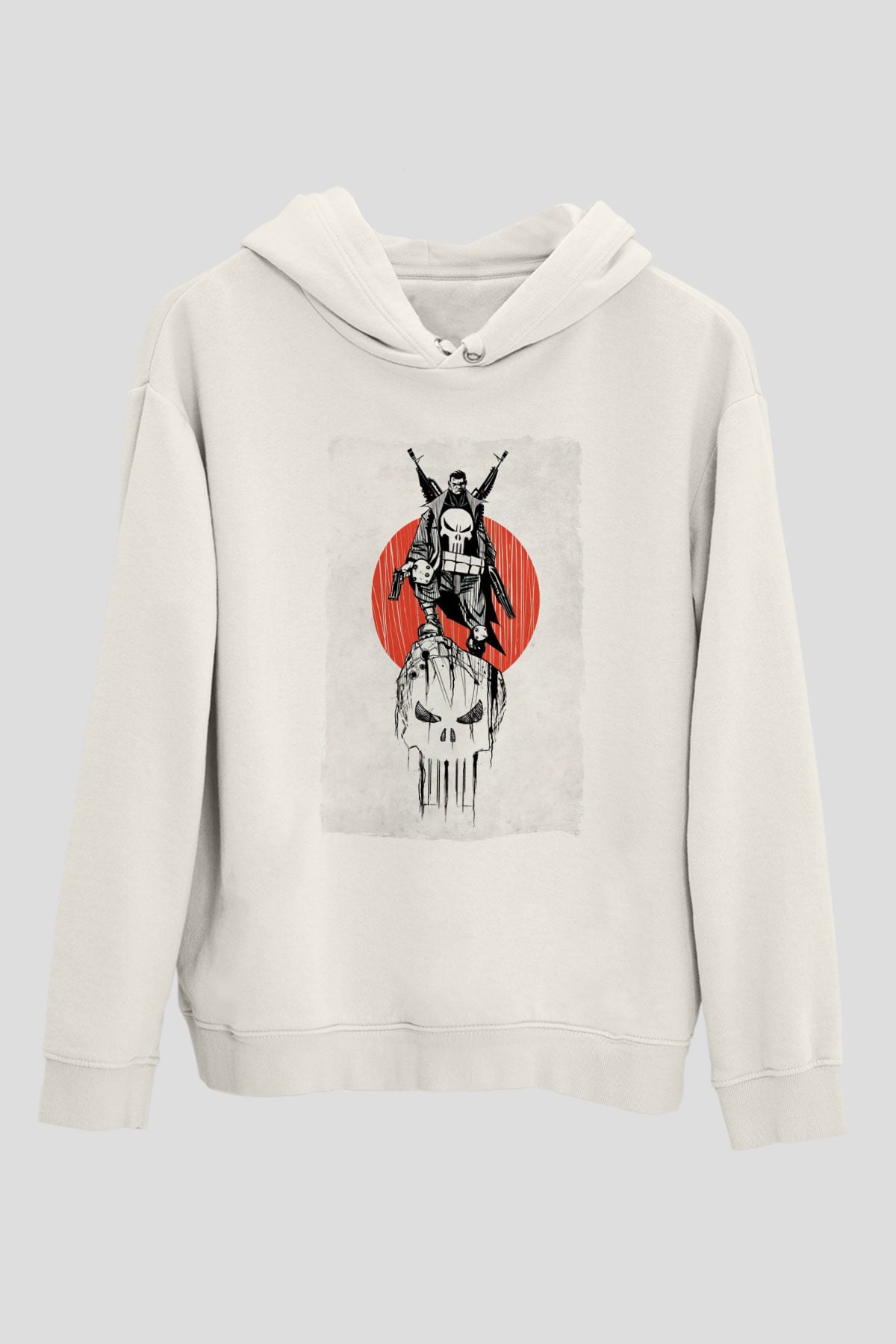 Punisher Beyaz Unisex Hoodie