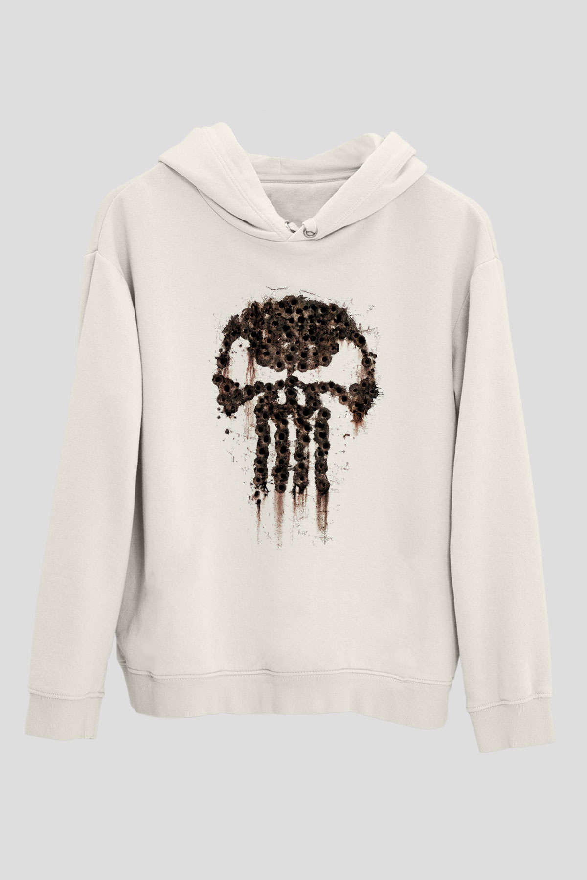 Punisher Beyaz Unisex Kapşonlu Sweatshirt