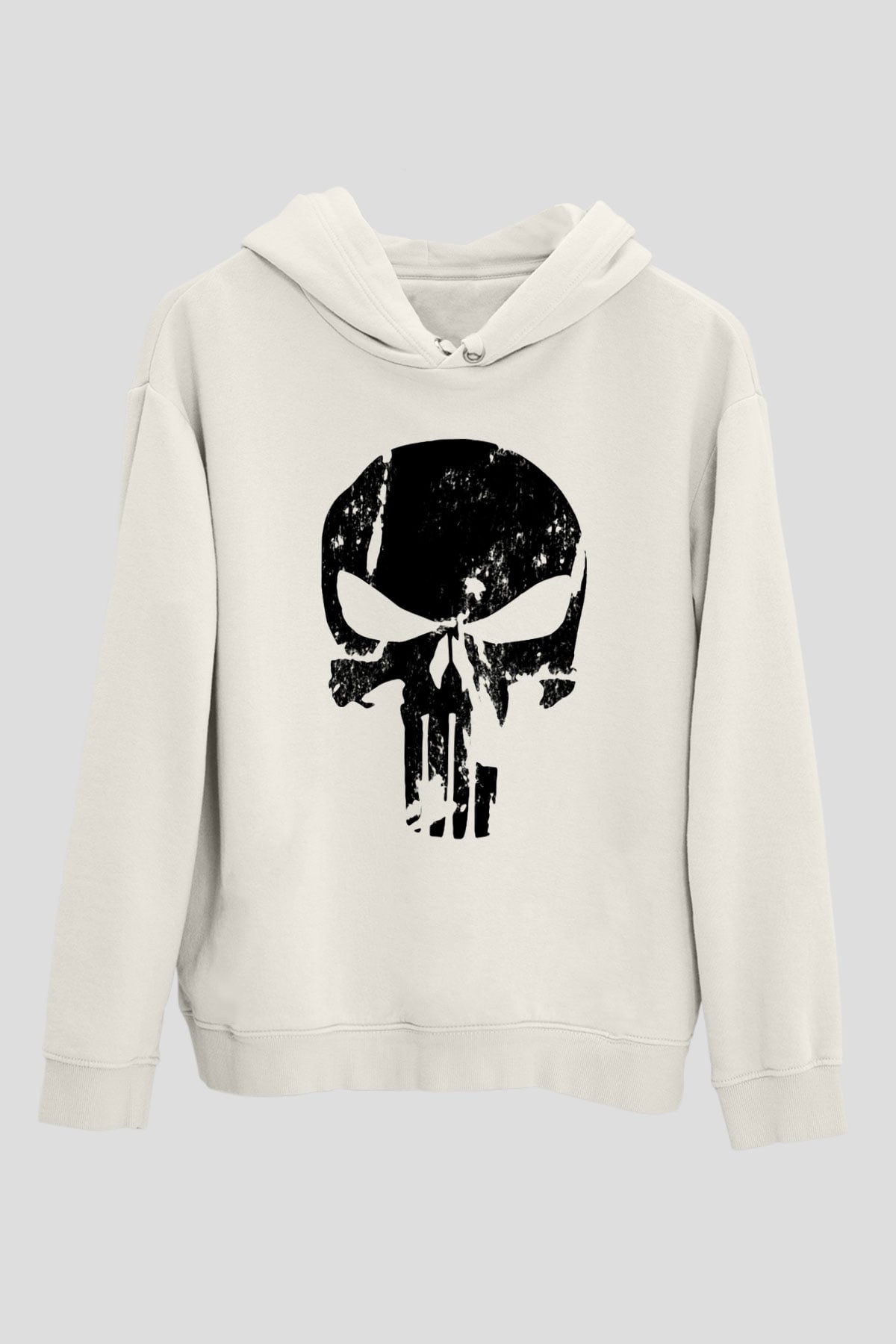 Punisher Beyaz Unisex Kapşonlu Sweatshirt