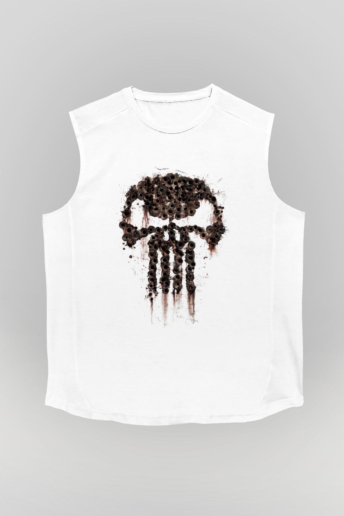 Punisher Beyaz Unisex Kolsuz Tişört