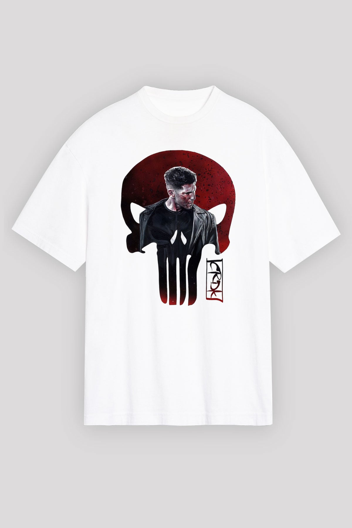 Punisher Beyaz Unisex Oversize Tişört T-Shirt