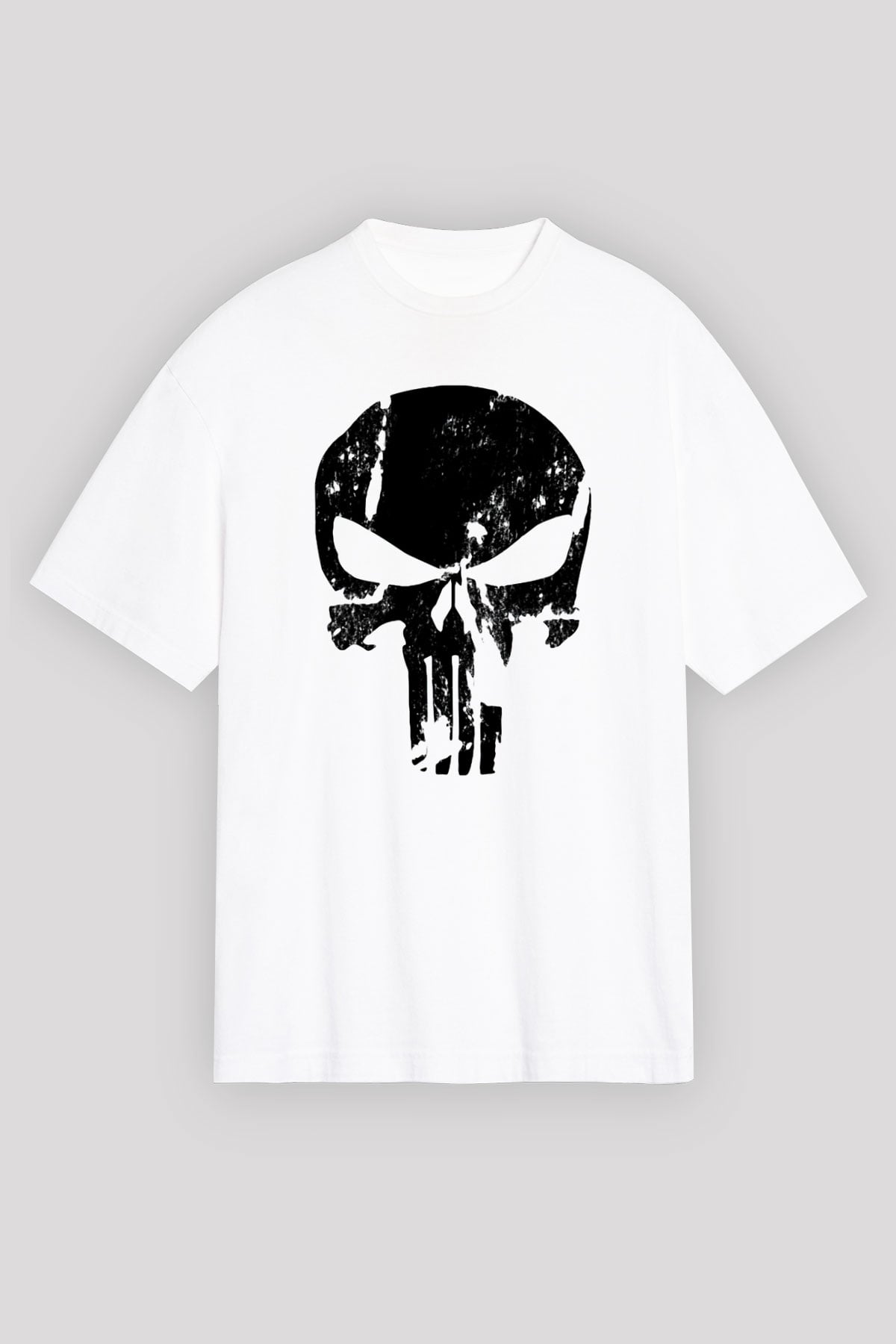 Punisher Beyaz Unisex Oversize Tişört T-Shirt