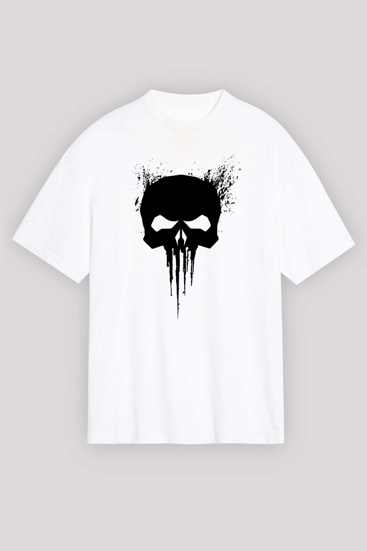 Punisher Beyaz Unisex Oversize Tişört T-Shirt