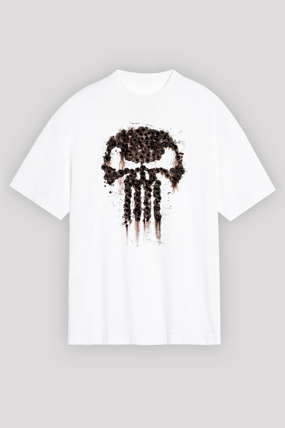 Punisher Beyaz Unisex Oversize Tişört T-Shirt