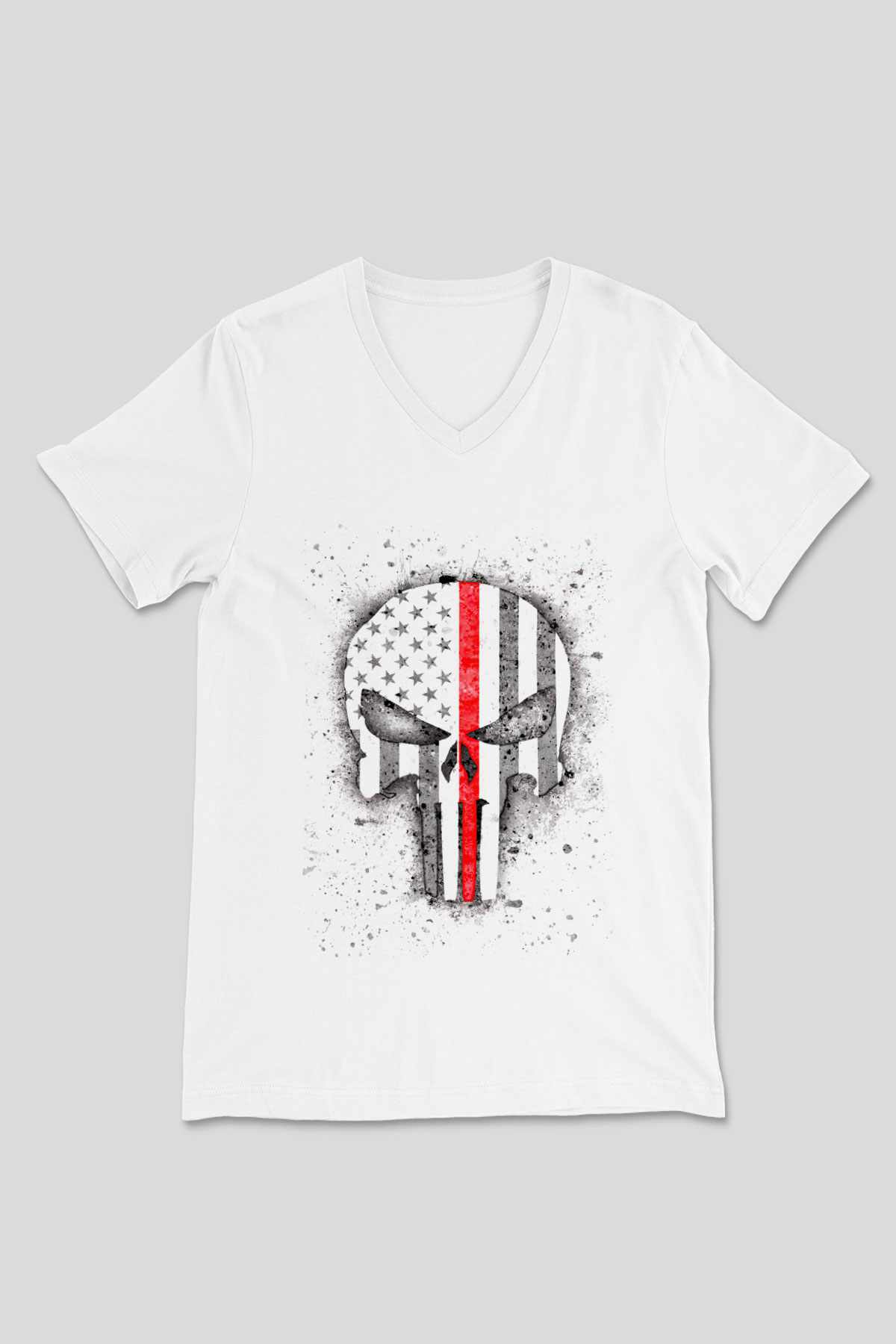 Punisher Beyaz Unisex V Yaka Tişört