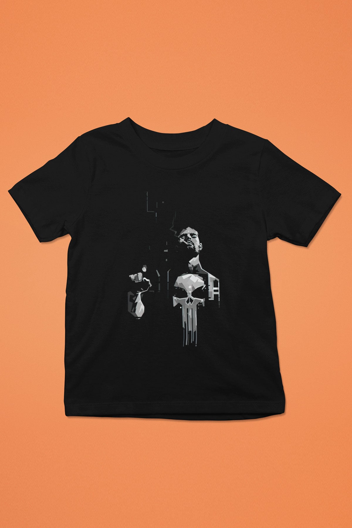 Punisher Siyah Unisex Çocuk Tişört