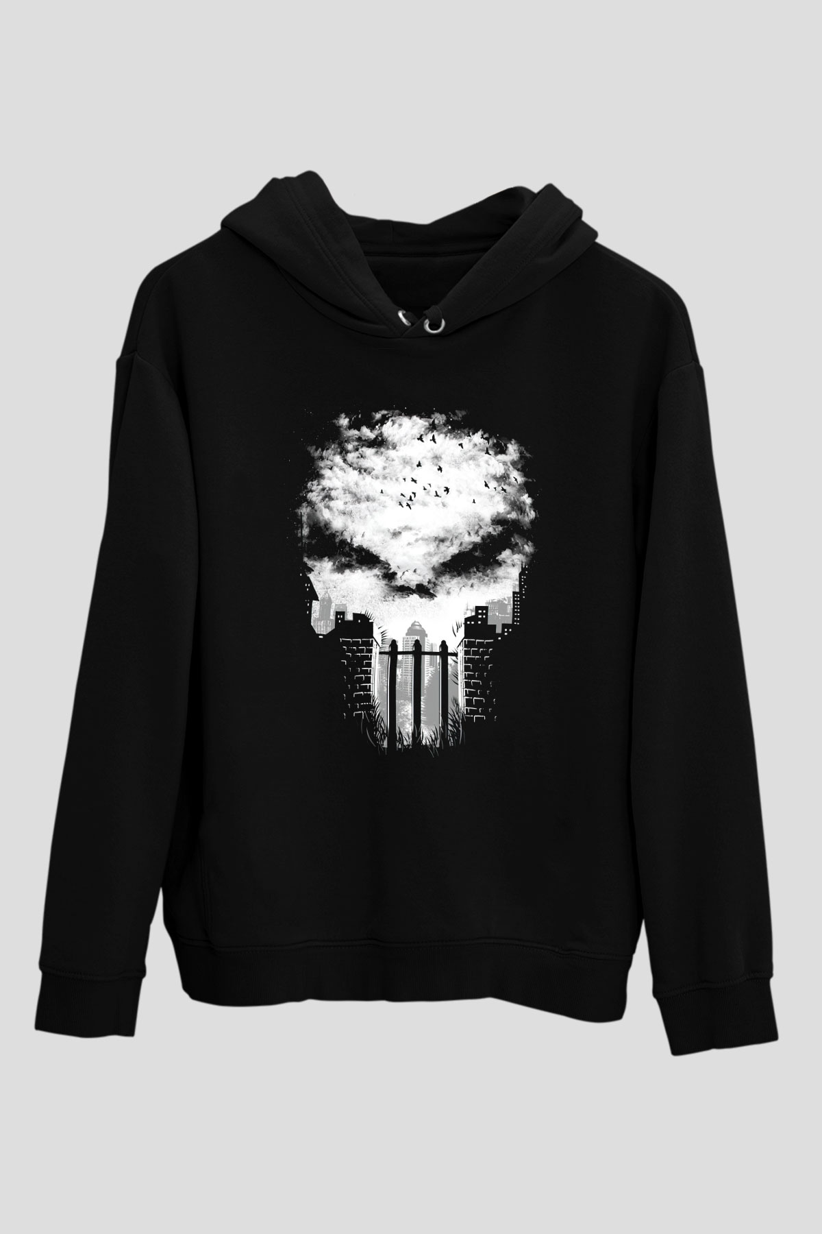Punisher Siyah Unisex Hoodie