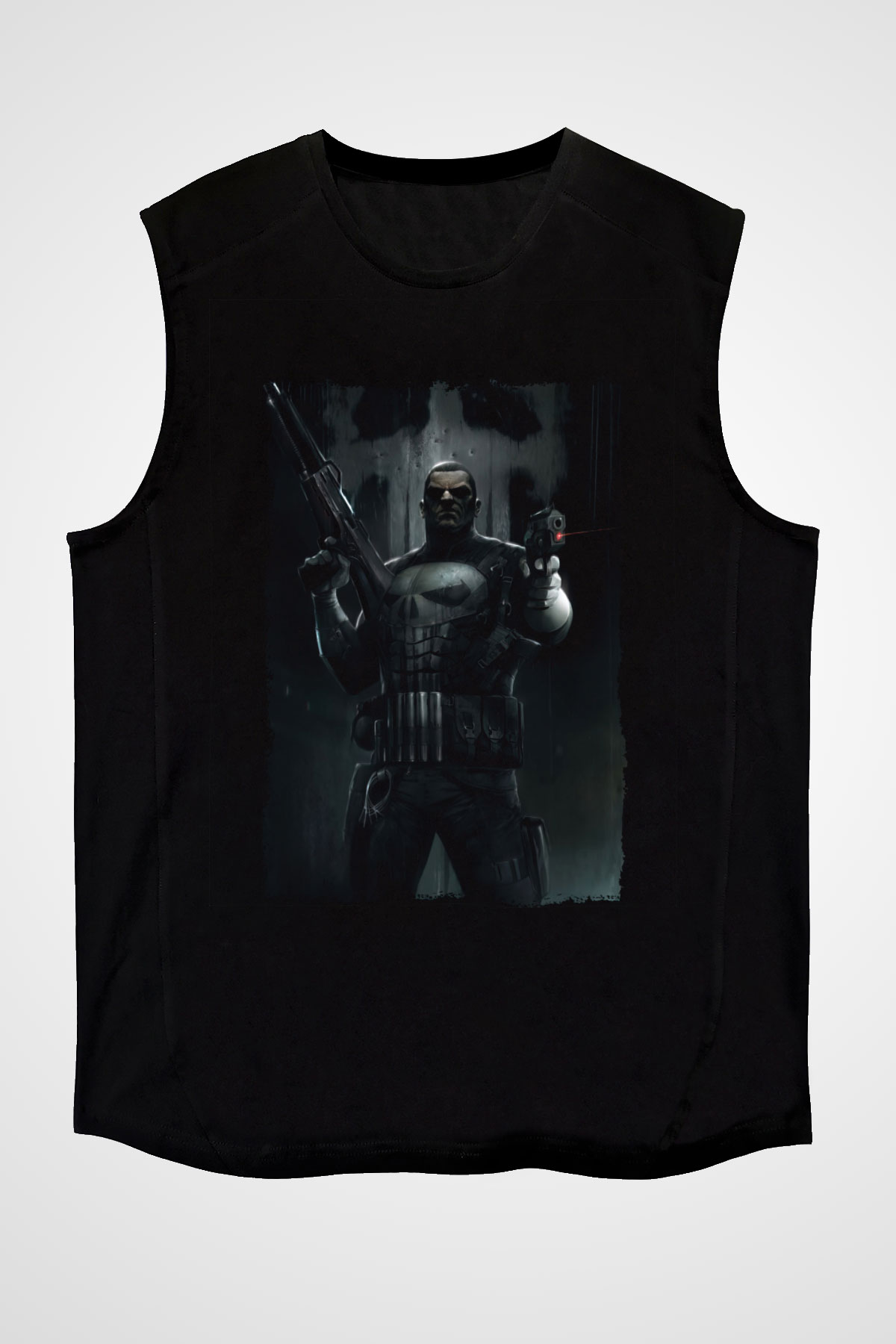 Punisher Siyah Unisex Kolsuz Tişört