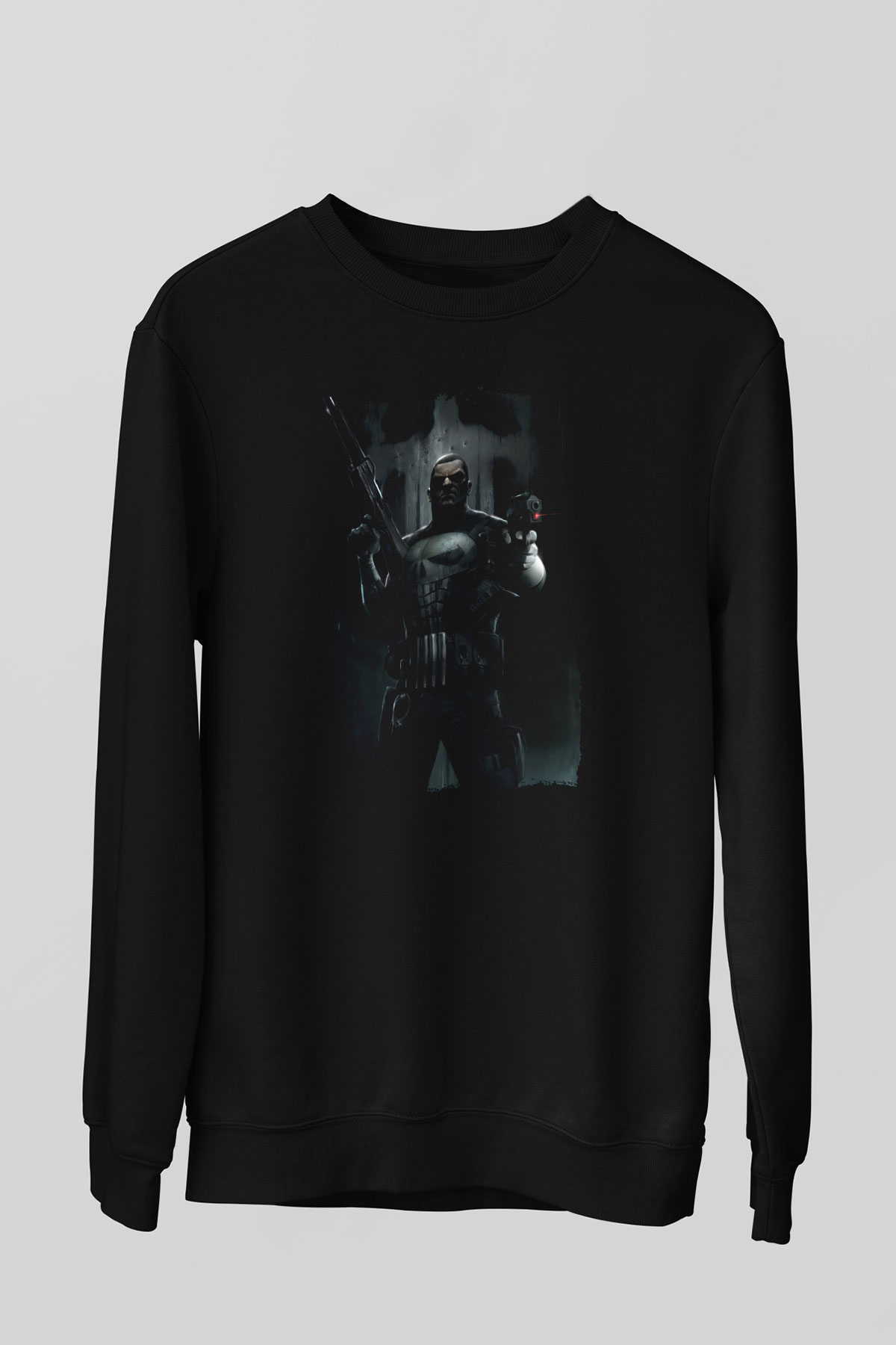 Punisher Siyah Unisex Sweatshirt