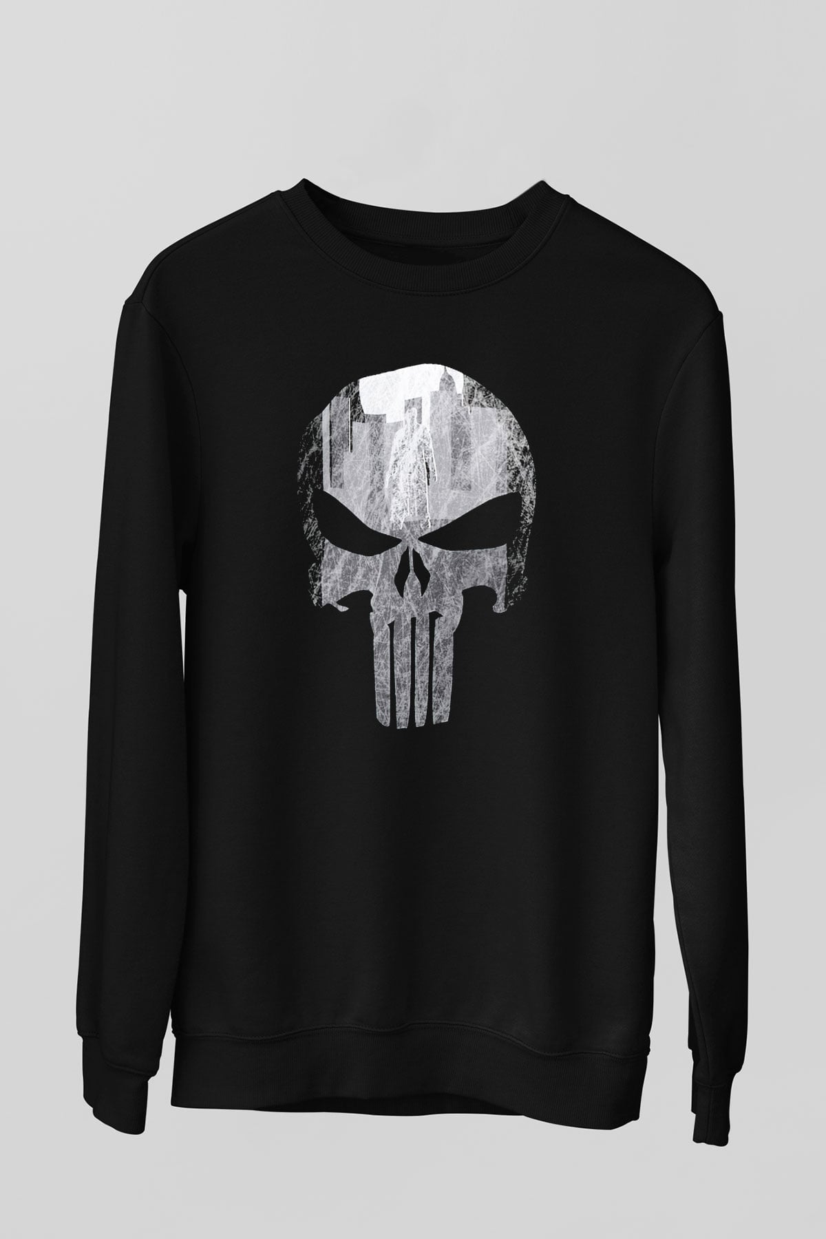 Punisher Siyah Unisex Sweatshirt