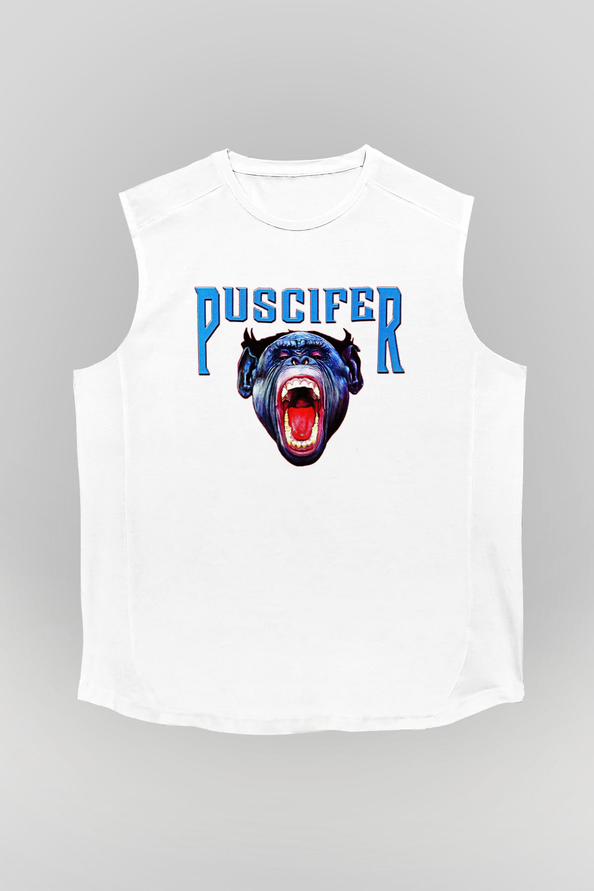 Puscifer Baskılı Beyaz Unisex Kolsuz Tişört - Tshirt
