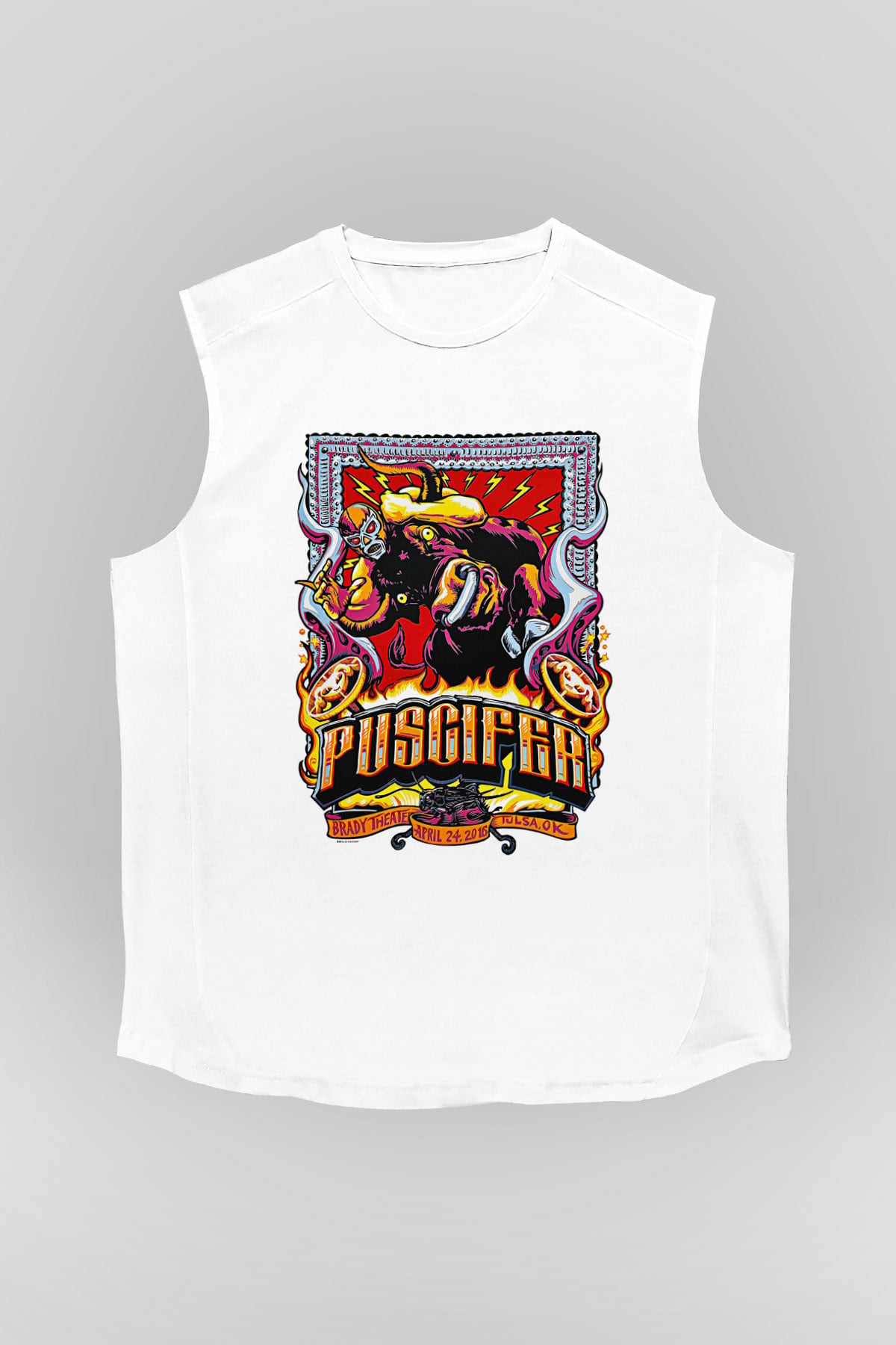 Puscifer Baskılı Beyaz Unisex Kolsuz Tişört - Tshirt