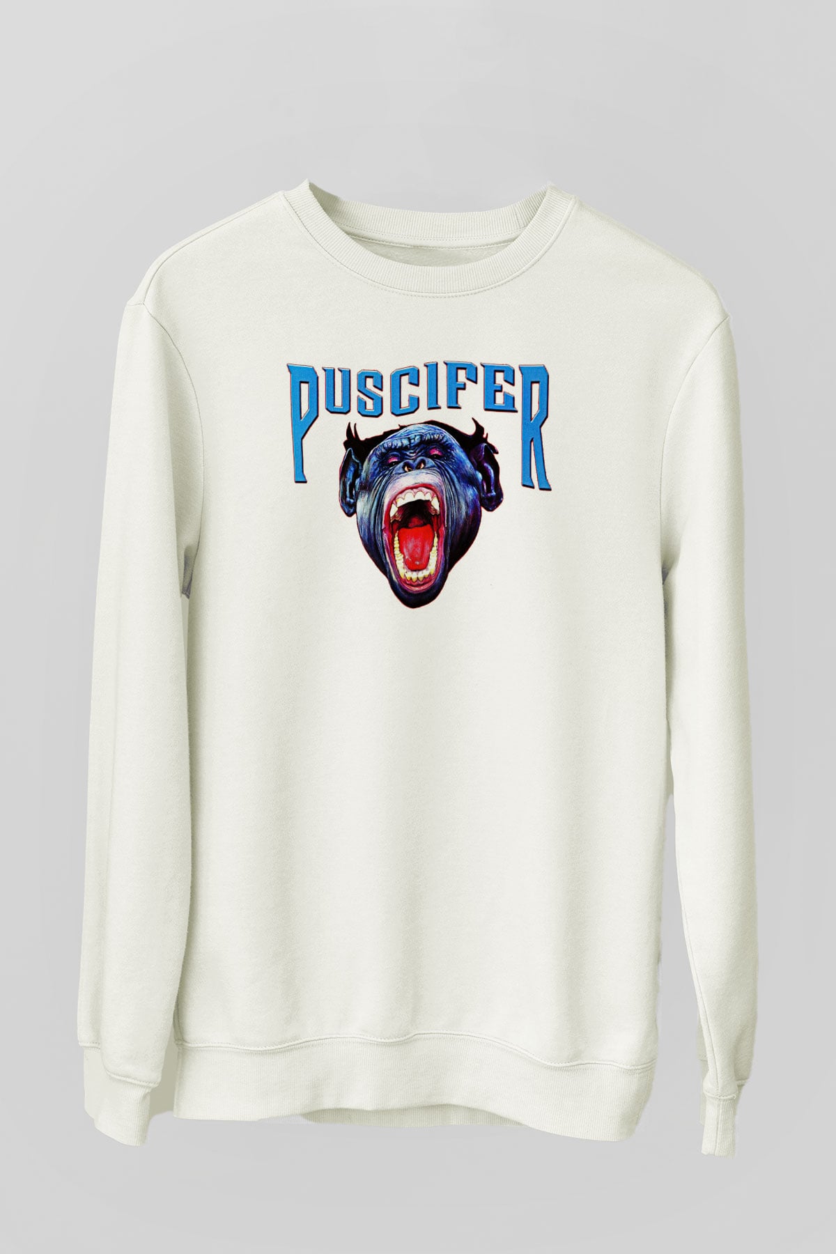 Puscifer Baskılı Beyaz Unisex Sweatshirt